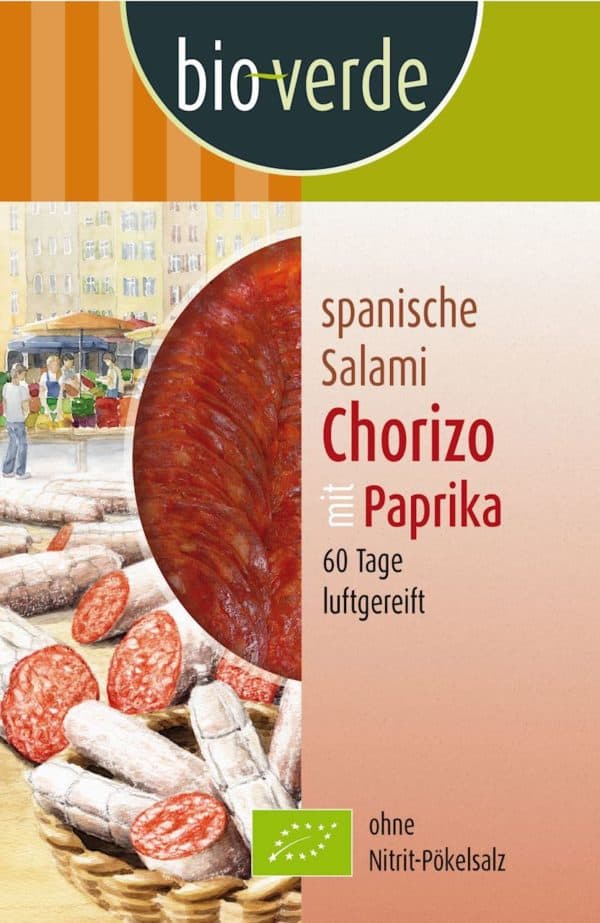 Salami chorizo z papryką plastry 80g Bio - Bio Verde