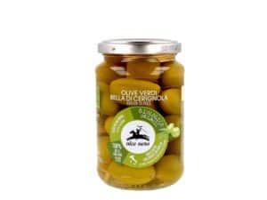 Oliwki zielone BELLA DI CERIGNOLA z pestką w zalewie BIO 350 g (180 g) - ALCE NERO