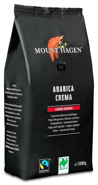 KAWA ZIARNISTA ARABICA 100 % CREMA FAIR TRADE BIO 1 kg - MOUNT HAGEN (1 szt.)