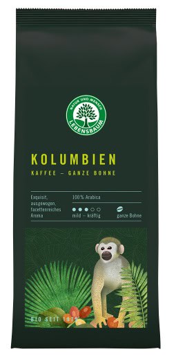 KAWA ZIARNISTA ARABICA 100 % KOLUMBIA BIO 250 g - LEBENSBAUM (1 szt.)