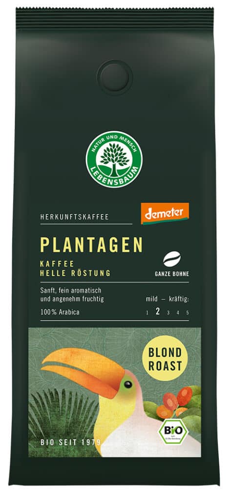 KAWA ZIARNISTA ARABICA JASNOPALONA 100 % BLOND ROAST DEMETER BIO 250 g - LEBENSBAUM (1 szt.)