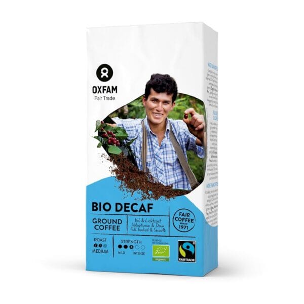 KAWA MIELONA BEZKOFEINOWA ARABICA/ROBUSTA FAIR TRADE BIO 250 g - OXFAM (1 szt.)