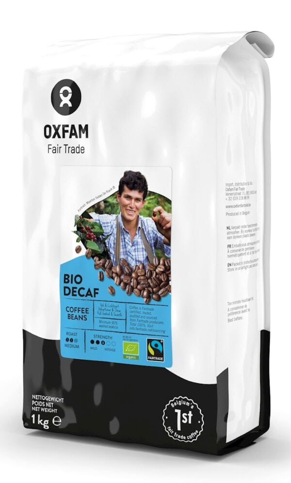 KAWA ZIARNISTA BEZKOFEINOWA ARABICA/ROBUSTA FAIR TRADE BIO 1 kg - OXFAM (1 szt.)