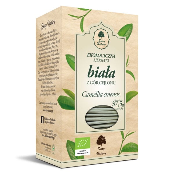 HERBATA BIAŁA CEJLOŃSKA BIO (25 x 1,5 g) 37,5 g - DARY NATURY (2 szt.)