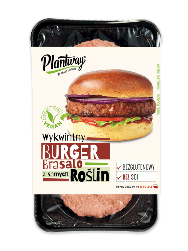 BURGER ROŚLINNY BRASATO BEZGLUTENOWY 200 g - PLANTWAY (1 szt.)