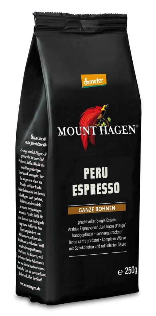KAWA ZIARNISTA ARABICA 100 % PERU ESPRESSO DEMETER BIO 250 g - MOUNT HAGEN (1 szt.)