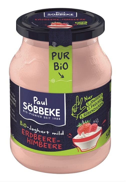 JOGURT KREMOWY TRUSKAWKA - MALINA BIO 500 g (SŁOIK) - SOBBEKE (1 szt.)