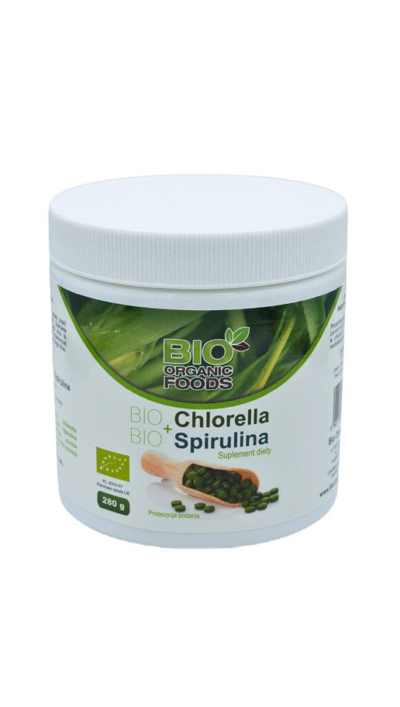 CHLORELLA PYRENOIDOSA + SPIRULINA BIO 560 TABLETEK - BIO ORGANIC FOODS (1 szt.)