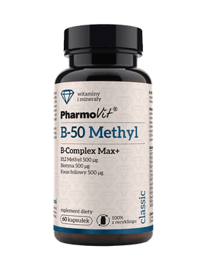 WITAMINA B-50 METHYL B-COMPLEX MAX+ BEZGLUTENOWA 60 KAPSUŁEK - PHARMOVIT (CLASSIC) (1 szt.)