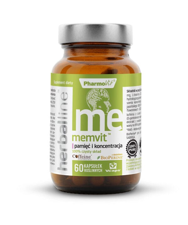 KAPSUŁKI NA PAMIĘĆ I KONCENTRACJĘ (MEMVIT) BEZGLUTENOWE 60 szt. - PHARMOVIT (HERBALLINE) (1 szt.)