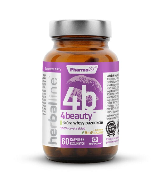 KAPSUŁKI NA SKÓRĘ, WŁOSY I PAZNOKCIE (4BEAUTY) BEZGLUTENOWE 60 szt. - PHARMOVIT (HERBALLINE) (1 szt.)