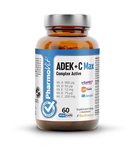 WITAMINA ADEK + WITAMINA C COMPLEX BEZGLUTENOWE 60 KAPSUŁEK - PHARMOVIT (CLEAN LABEL) (1 szt.)