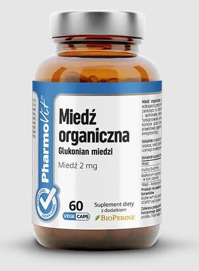 MIEDŹ ORGANICZNA (2 mg) BEZGLUTENOWA 60 KAPSUŁEK - PHARMOVIT (CLEAN LABEL) (1 szt.)