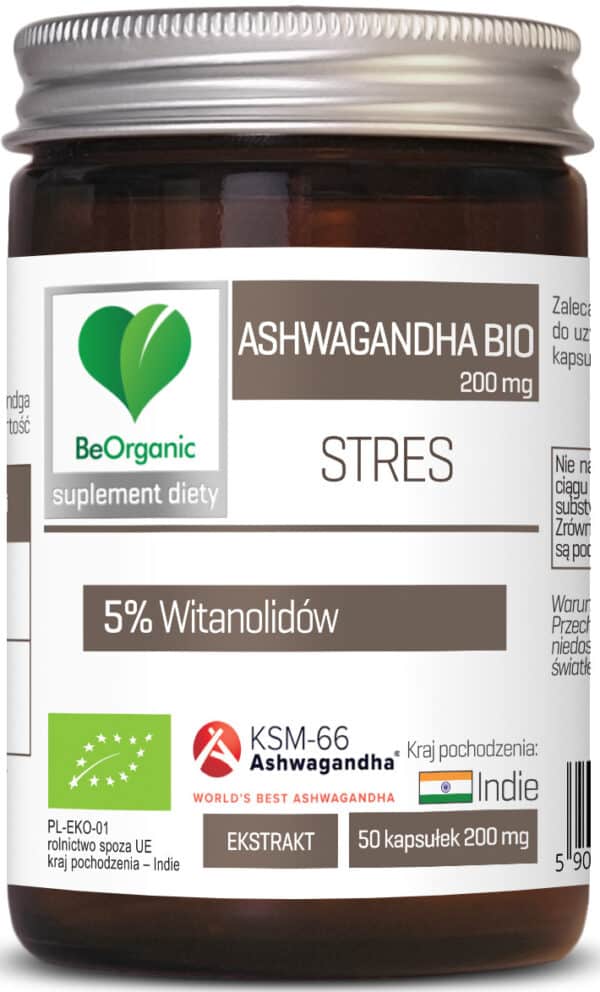 ASHWAGANDHA EKSTRAKT BIO (200 mg) 50 KAPSUŁEK - BE ORGANIC (1 szt.)