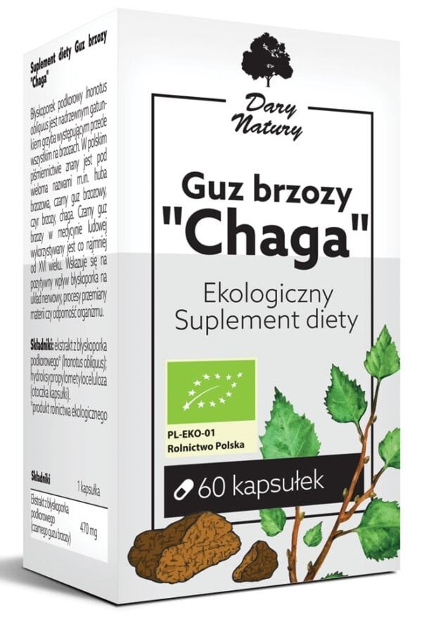 GUZ BRZOZY CHAGA BIO (470 mg) 60 KAPSUŁEK - DARY NATURY (1 szt.)