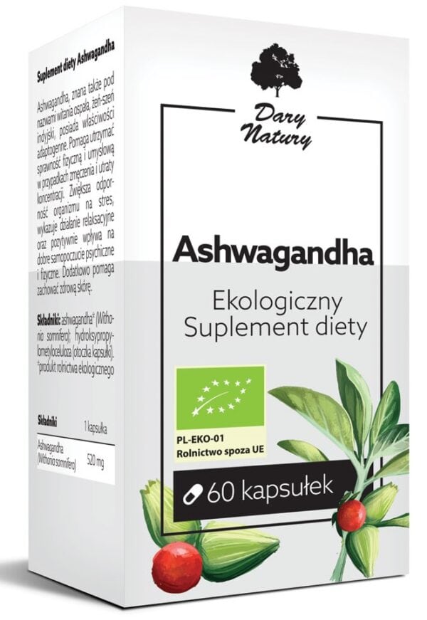 ASHWAGANDHA BIO (520 mg) 60 KAPSUŁEK - DARY NATURY (1 szt.)