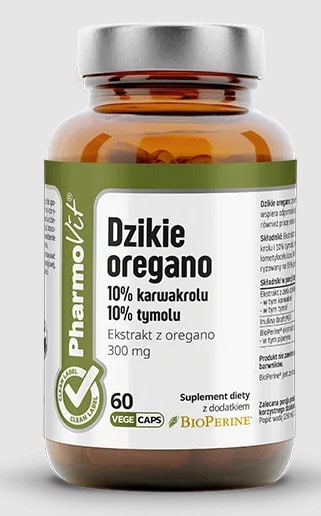 DZIKIE OREGANO EKSTRAKT (300 mg) BEZGLUTENOWY 60 KAPSUŁEK - PHARMOVIT (CLEAN LABEL) (1 szt.)