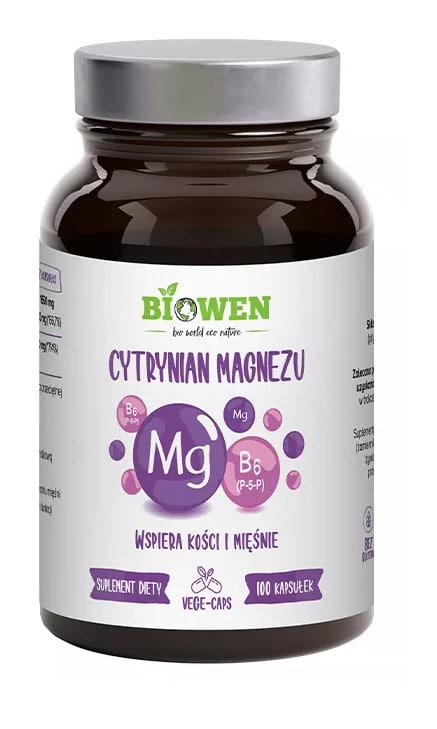 CYTRYNIAN MAGNEZU + WITAMINA B6 BEZGLUTENOWY 100 KAPSUŁEK - BIOWEN (1 szt.)
