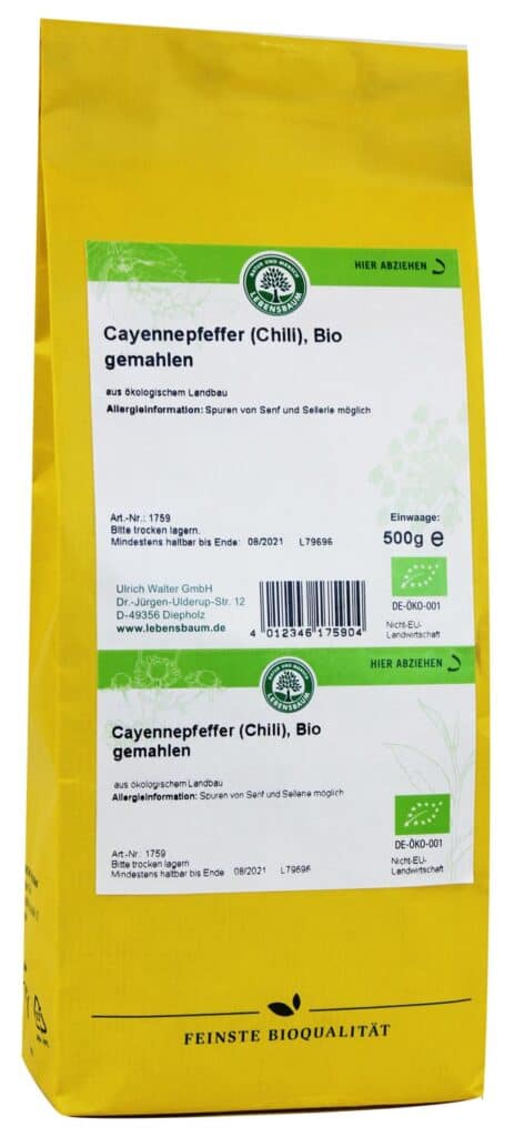 CHILI (PIEPRZ CAYENNE) BIO 500 g - HORECA (LEBENSBAUM) (1 szt.)