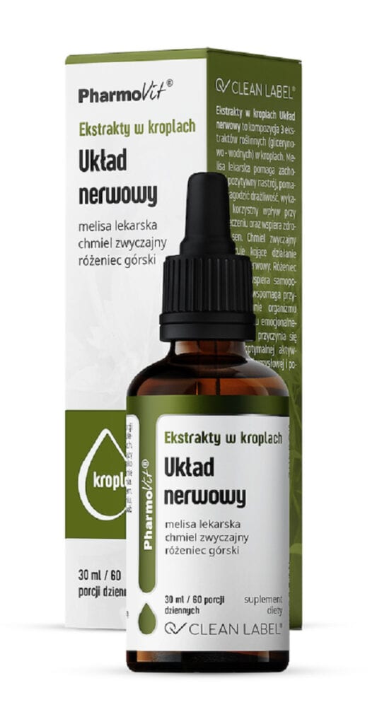 EKSTRAKTY W KROPLACH NA UKŁAD NERWOWY BEZGLUTENOWE 30 ml - PHARMOVIT (CLEAN LABEL) (1 szt.)