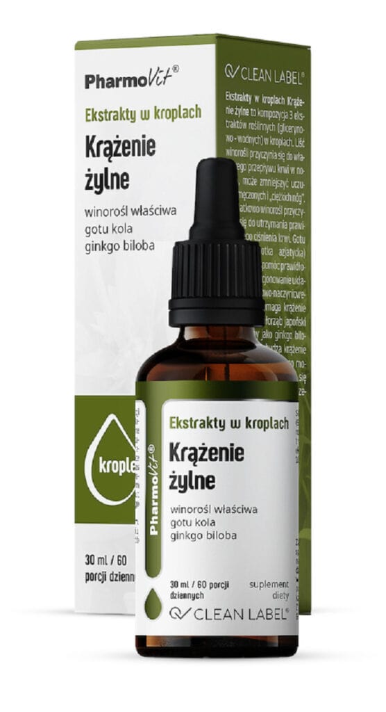 EKSTRAKTY W KROPLACH NA PRAWIDŁOWE KRĄŻENIE ŻYLNE BEZGLUTENOWE 30 ml - PHARMOVIT (CLEAN LABEL) (1 szt.)
