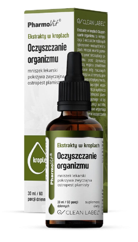 EKSTRAKTY W KROPLACH NA OCZYSZCZANIE ORGANIZMU BEZGLUTENOWE 30 ml - PHARMOVIT (CLEAN LABEL) (1 szt.)