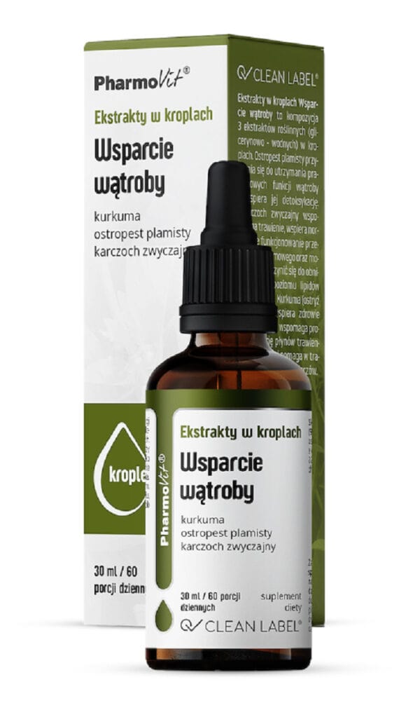 EKSTRAKTY W KROPLACH NA WSPARCIE WĄTROBY BEZGLUTENOWE 30 ml - PHARMOVIT (CLEAN LABEL) (1 szt.)