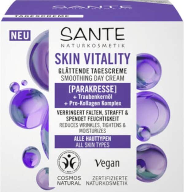 KREM DO TWARZY NA DZIEŃ WYGŁADZAJĄCY Z PARAKRESEM, OLEJEM Z PESTEK WINOGRON I KOMPLEKSEM PRO-KOLAGENOWYM ECO 50 ml - SANTE (1 szt.)