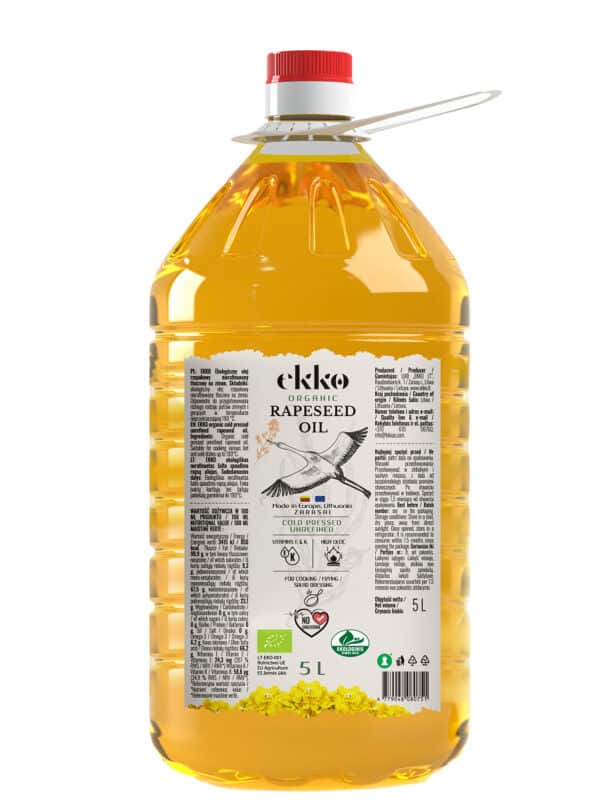 OLEJ RZEPAKOWY TŁOCZONY NA ZIMNO OMEGA-3 BIO 5 L - HORECA (EKKO) (1 szt.)