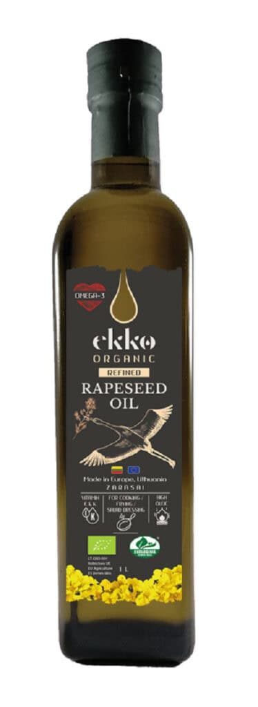 OLEJ RZEPAKOWY DO GOTOWANIA I SMAŻENIA TŁOCZONY NA ZIMNO OMEGA-3 BIO 500 ml - EKKO (2 szt.)