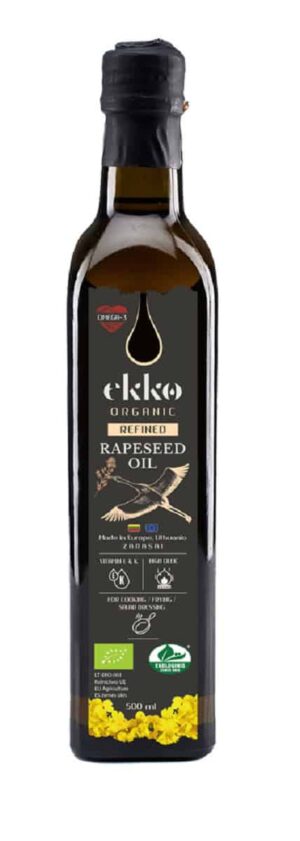 OLEJ RZEPAKOWY DO GOTOWANIA I SMAŻENIA TŁOCZONY NA ZIMNO OMEGA-3 BIO 1 L - EKKO (1 szt.)