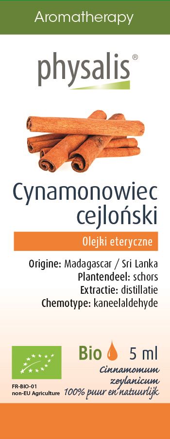 OLEJEK ETERYCZNY CYNAMONOWIEC CEJLOŃSKI BIO 5 ml - PHYSALIS (1 szt.)