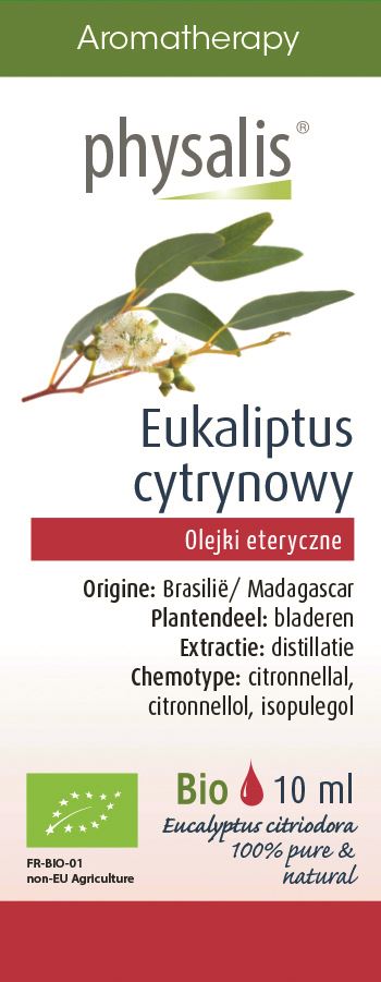 OLEJEK ETERYCZNY EUKALIPTUS CYTRYNOWY BIO 10 ml - PHYSALIS (2 szt.)
