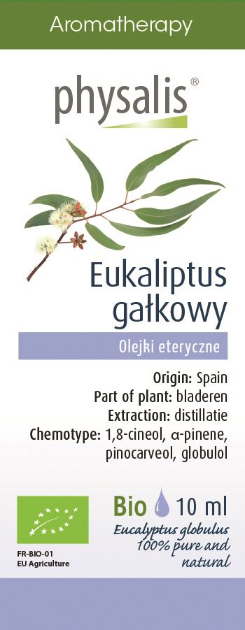 OLEJEK ETERYCZNY EUKALIPTUS GAŁKOWY BIO 10 ml - PHYSALIS (2 szt.)