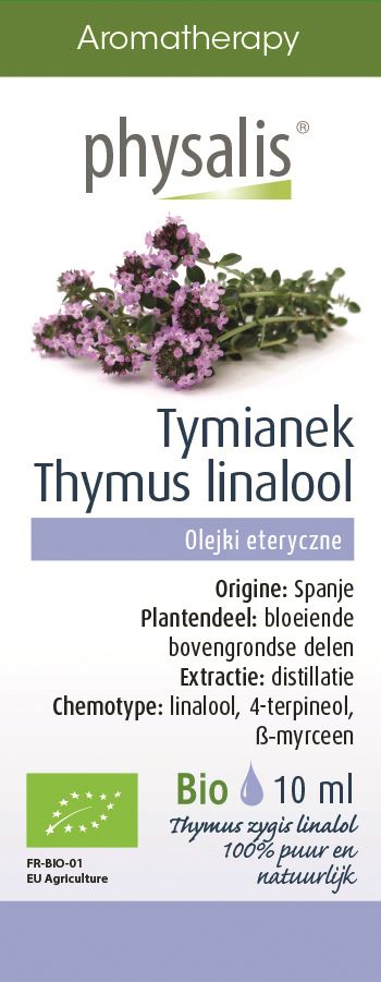 OLEJEK ETERYCZNY TYMIANEK THYMUS ZYGIS LINALOL BIO 10 ml - PHYSALIS (1 szt.)