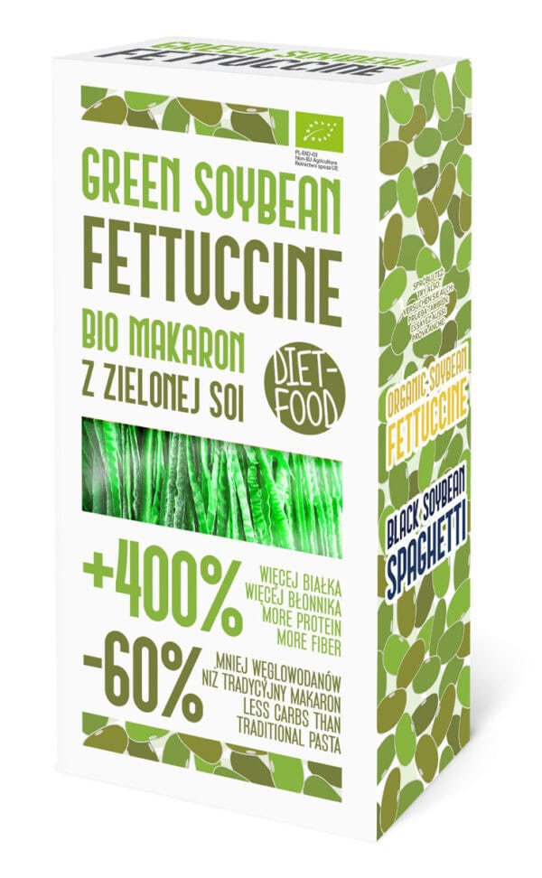 MAKARON PROTEINOWY (Z SOI ZIELONEJ) FETTUCCINE BEZGLUTENOWY BIO 200 g - DIET-FOOD (2 szt.)