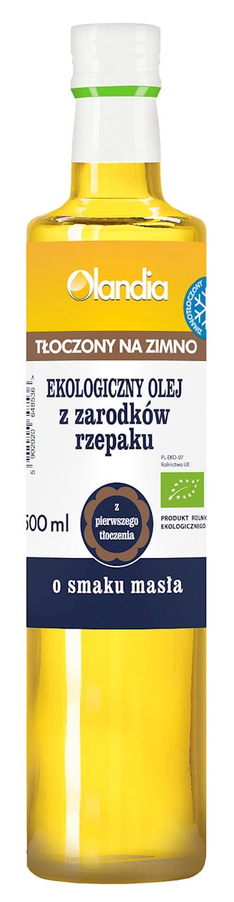 OLEJ Z ZARODKÓW RZEPAKU O SMAKU MASŁA TŁOCZONY NA ZIMNO BIO 500 ml - OLANDIA (1 szt.)