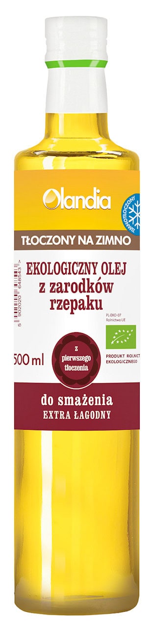 OLEJ Z ZARODKÓW RZEPAKU DO SMAŻENIA TŁOCZONY NA ZIMNO BIO 500 ml - OLANDIA (1 szt.)