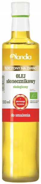 OLEJ SŁONECZNIKOWY DO SMAŻENIA TŁOCZONY NA ZIMNO BIO 500 ml - OLANDIA (1 szt.)