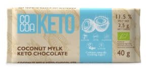CZEKOLADA KOKOSOWA Z OLEJEM MCT BEZ DODATKU CUKRÓW BEZGLUTENOWA KETO BIO 40 g - COCOA (2 szt.)