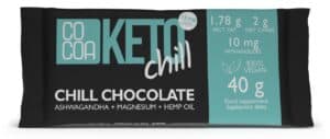 CZEKOLADA CHILL Z MAGNEZEM, ASHWAGANDHĄ I OLEJEM KONOPNYM KETO 40 g - COCOA (2 szt.)