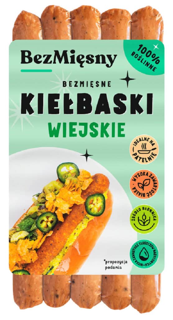 KIEŁBASKI WIEJSKIE ROŚLINNE 180 g - BEZMIĘSNY (1 szt.)