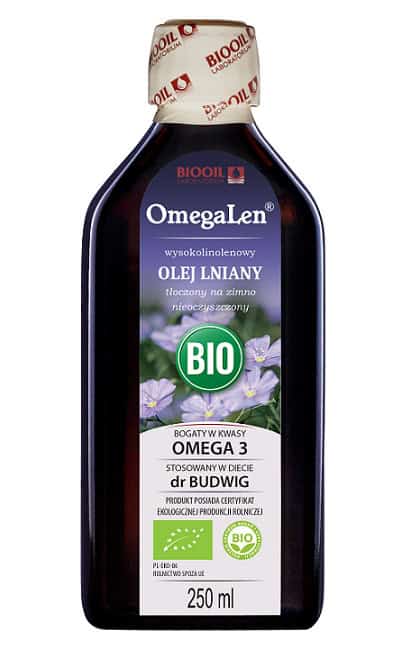 OLEJ LNIANY TŁOCZONY NA ZIMNO WYSOKOLINOLENOWY BIO 250 ml - OMEGALEN (BIOOIL) (1 szt.)