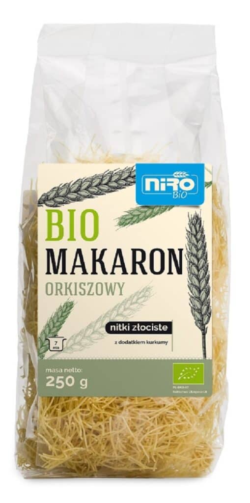 MAKARON (ORKISZOWY Z KURKUMĄ) NITKI ZŁOCISTE BIO 250 g - NIRO (2 szt.)
