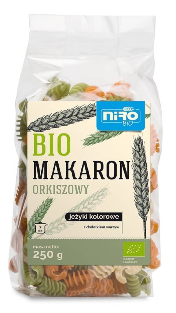 MAKARON (ORKISZOWY KOLOROWY) JEŻYKI BIO 250 g - NIRO (2 szt.)