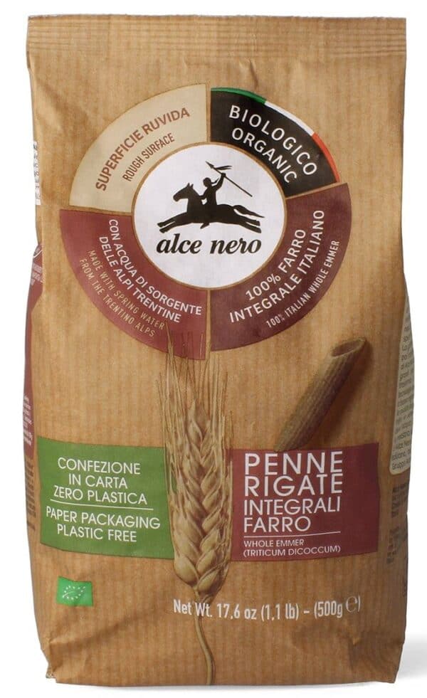 MAKARON (Z PŁASKURKI RAZOWY) PENNE BIO 500 g - ALCE NERO (2 szt.)