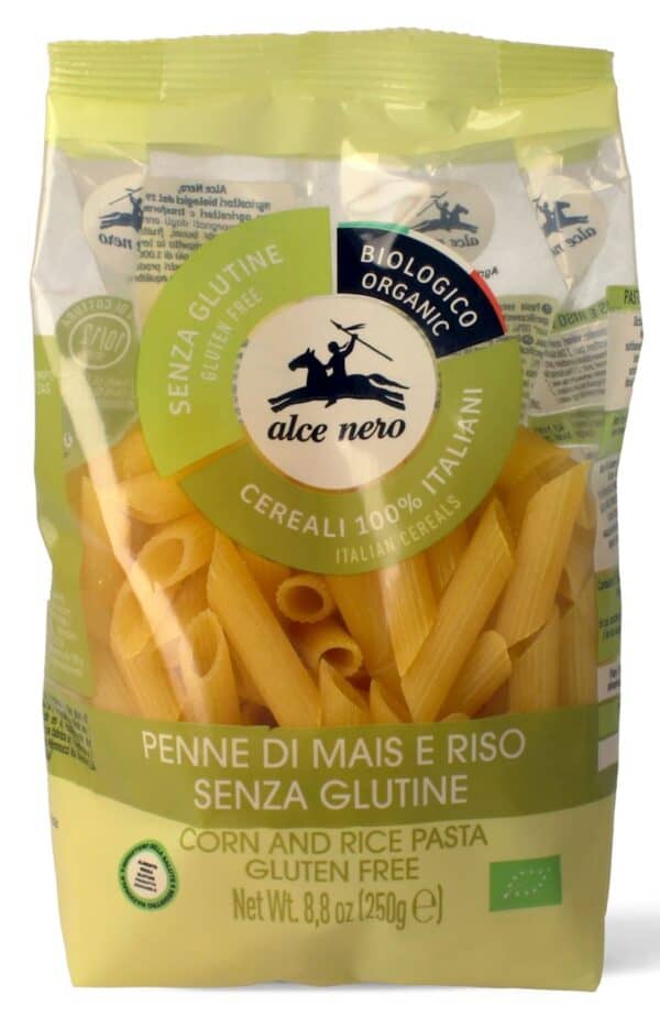 MAKARON (KUKURYDZIANO - RYŻOWY) PENNE BEZGLUTENOWY BIO 250 g - ALCE NERO (2 szt.)