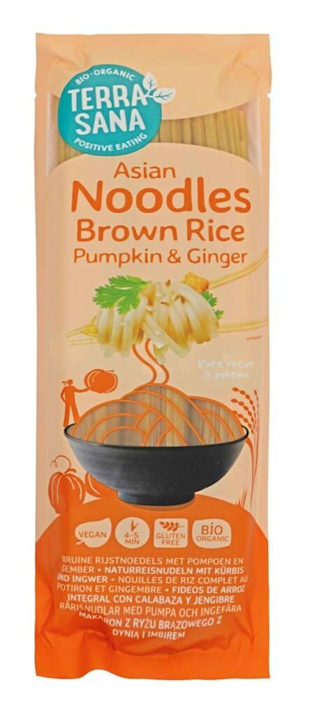 MAKARON (RYŻOWY RAZOWY Z DYNIĄ I IMBIREM) NOODLE SPAGHETTI BEZGLUTENOWY BIO 250 g - TERRASANA (2 szt.)