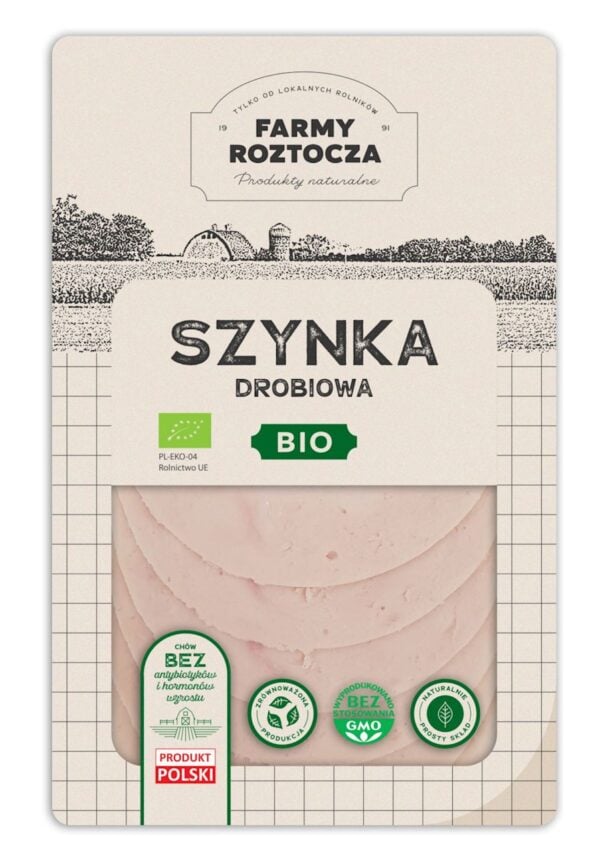 SZYNKA DROBIOWA PLASTRY BIO 100 g - FARMY ROZTOCZA (Z PÓŁKI) (1 szt.)