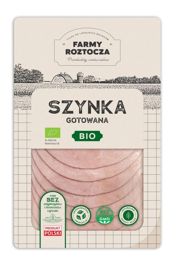 SZYNKA GOTOWANA PLASTRY BIO 100 g - FARMY ROZTOCZA (Z PÓŁKI) (2 szt.)